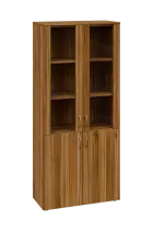 CLE 5 - 8VS skříň léková, 4-dveřová, sklo čiré v liště, výsuvná deska, 2x zámek, 1800x800x400, ořech